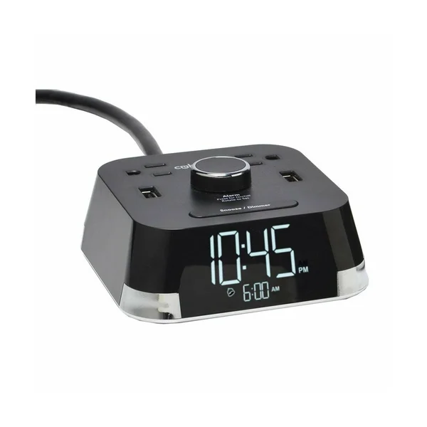Brandstand 12154878 CubieTime Alarm Clock Charger w/ 2 USB Ports and 2 Outlets