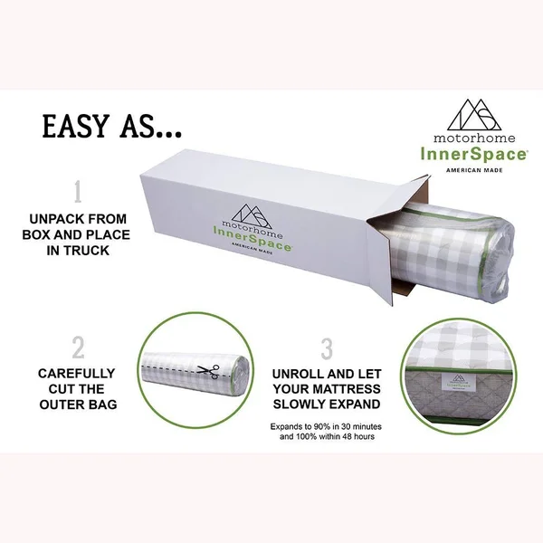 Innerspace Luxury Products 8-Inch RV Luxury Deluxe Reversible Memory Foam Mattress, Short Queen