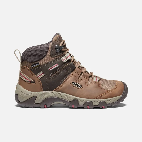 Keen Women's Waterproof Steens Leather Boot Size 5, in Toasted Coconut/Tibetan Red