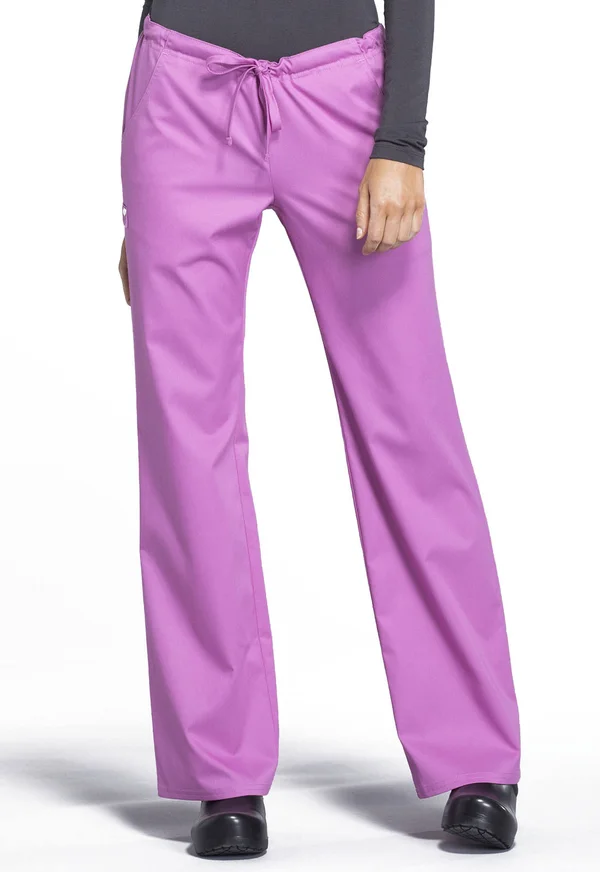 Cherokee Women's Luxe Low Rise Drawstring Scrub Pant Blue Petite XL