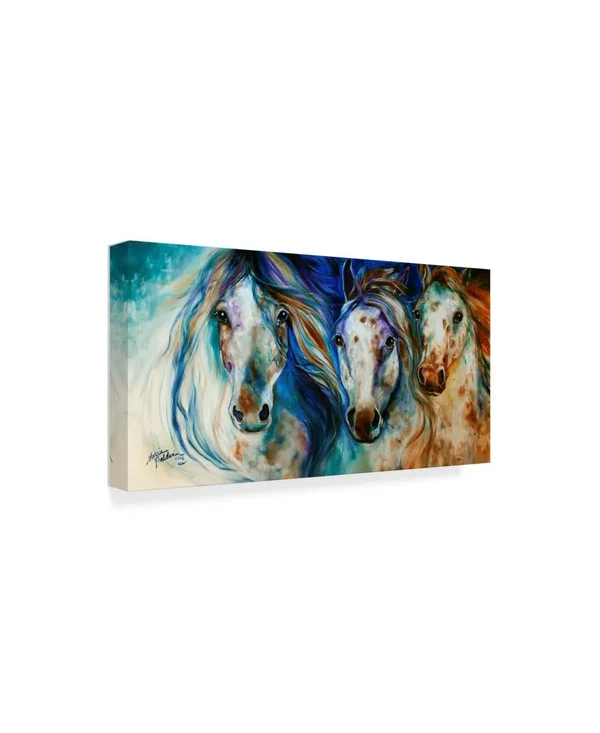 &3 Wild Appaloosa Horses& Acrylic Painting Print on Wrapped Canvas Trademark Fine Art Size: 24x22 H x 47x22 W x 2x22 D