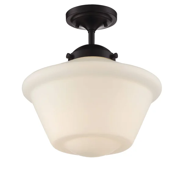 Trade Winds Schoolhouse Semi-Flush Ceiling Light with Opal Glass - Oil Rubbed Bronze