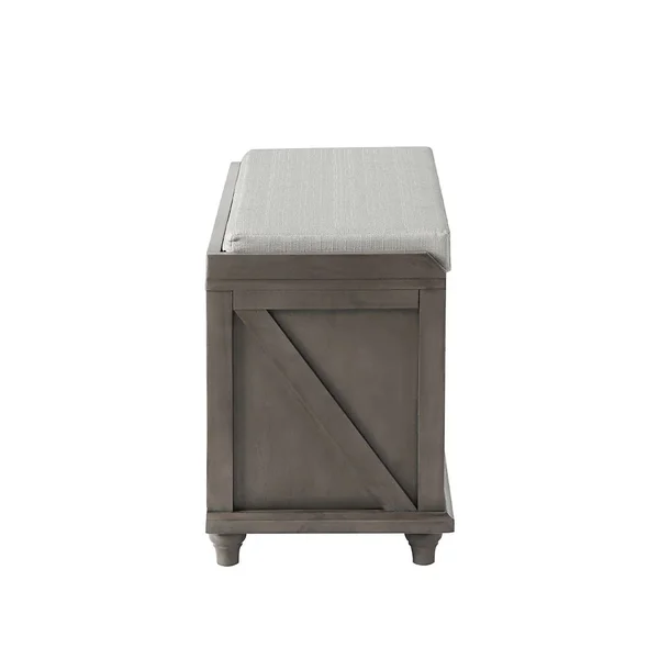 Homes Collection Wood Storage Bench with 2 Woven Baskets - Grey