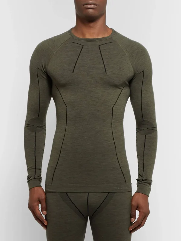Falke Ergonomic Sport System - Men - Stretch Virgin Wool-Blend Base Layer - Green - 55% Virgin Wool - 43% Polyamide, 2% Elastane