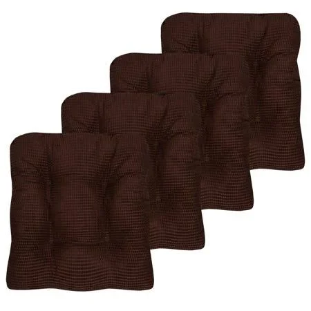 Fluffy Memory Foam 16 inch x 16 inch Non Slip Chair Cushion Pad 4 Pack - Chocolate - Brown