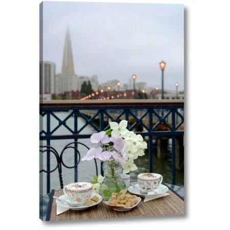 Winston Porter 'Dream Cafe Broadway Pier - 21' by Alan Blaustein Giclee Art Print on Wrapped Canvas - Brown