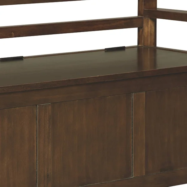 Benzara Transitional Style Wooden Bench with Lift Top SEAT, Brown, 17 x 46 x 26.88 in