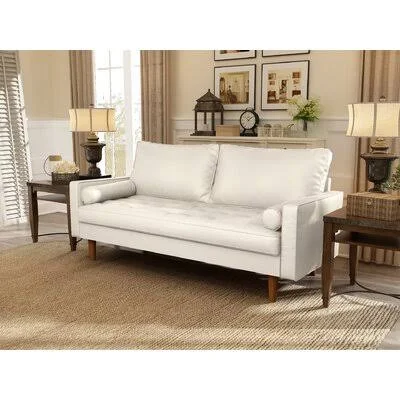 Lipinski 70x22 Vegan Leather Square Arm Sofa George Oliver Fabric: White Faux Leather