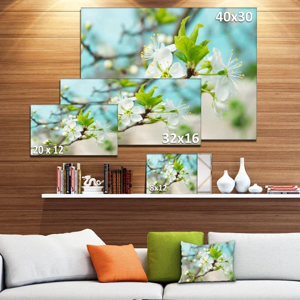 Designart 'Beautiful Cherry Blossom N Spring' Modern Floral Large Canvas Art - 40 in. Wide x 30 in. High