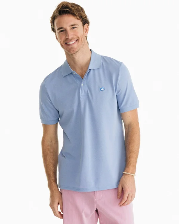Southern Tide Jack Heather Performance Pique Polo Shirt Men's Short Sleeve Knit Heather Lavender Mist : 2XL
