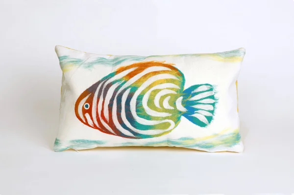 Liora Manne Visions III Rainbow Fish Indoor/Outdoor Pillow Pearl 12x22 x 20x22