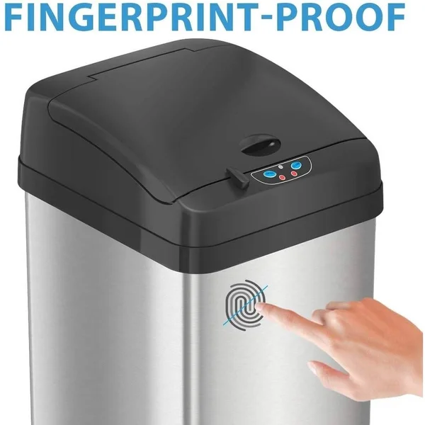 iTouchless 13 Gallon Stainless Steel Pet-Proof Sensor Trash Can with AbsorbX Odor Filter System