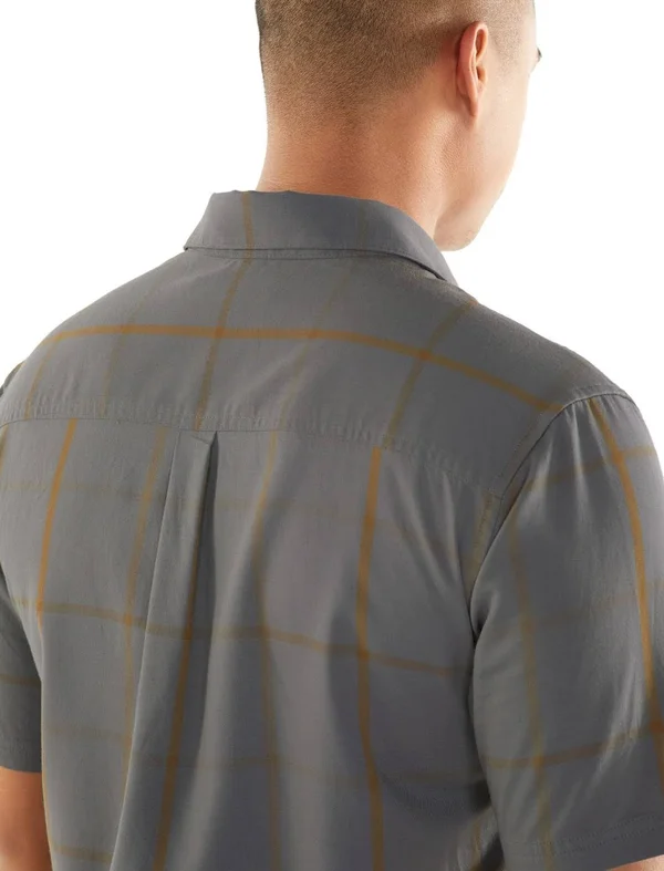 Icebreaker Compass Short-Sleeve Shirt - Men's Timberwolf/Tobacco/Plaid, XL