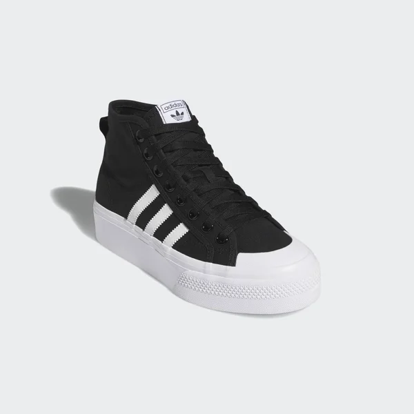 Adidas Women's Originals Nizza Platform Mid Casual Shoes in Black/Core Black Size 6.5