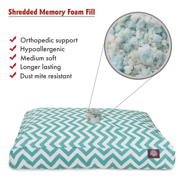 Majestic Pet 78899551430 Teal Chevron Medium Orthopedic Memory Foam Rectangle Dog Bed