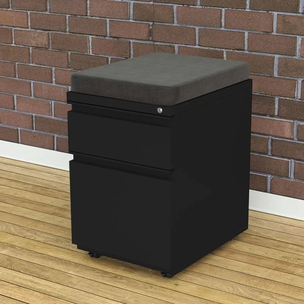 Alera Two-Drawer Metal Pedestal Box File w/Full Length Pull Black