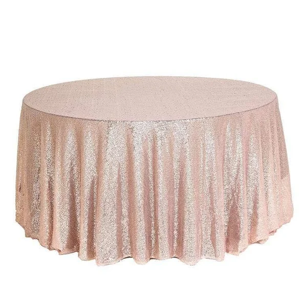 132x22 Rose Gold Sequin Round Tablecloth