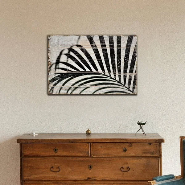 Wall26 - Canvas Wall Art - Tropical Plant Leaf on Wood Style Background - Gallery Wrap Modern Home Decor - Ready to Hang - 32x48