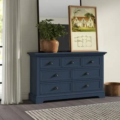 Alicea 7 Drawer 58x22 W Double Dresser Greyleigh Color: Blue