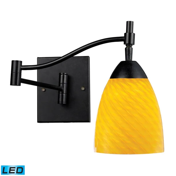 Elk Lighting Celina 1-Light Swingarm Sconce in Dark Rust & Canary Glass 10151/1DR-CN-LED