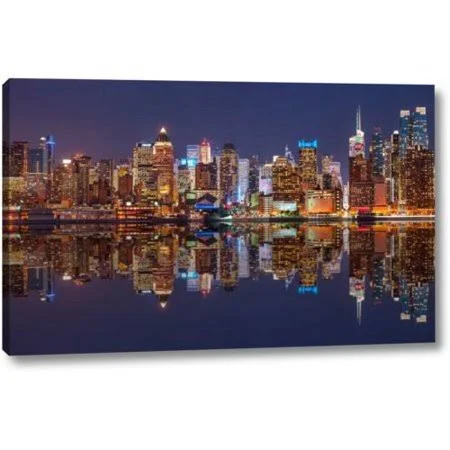 Ebern Designs 'Illuminated Manhattan Skyline at Twilight - New York City' by Assaf Frank Giclee Art Print on Wrapped Canvas - Siz