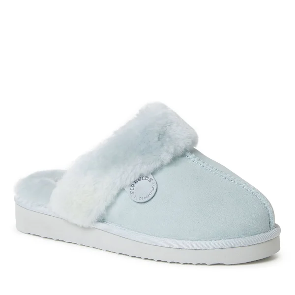Fireside by Dearfoams Women's Sydney Genuine Shearling SCUFF - Size: 10, Blue
