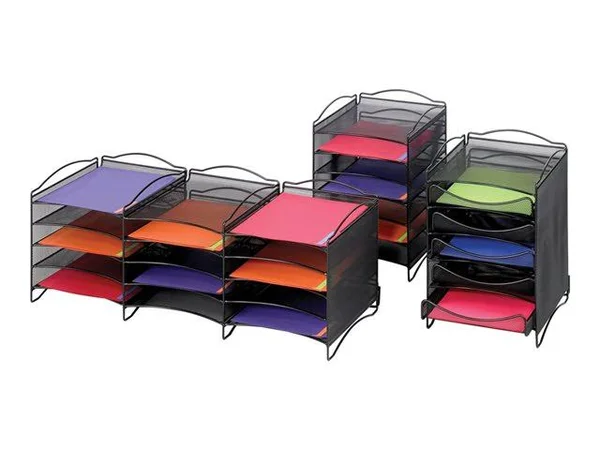 Safco Onyx Mesh Literature Organizer - Sorter - 12 compartments - Letter - black powder coat