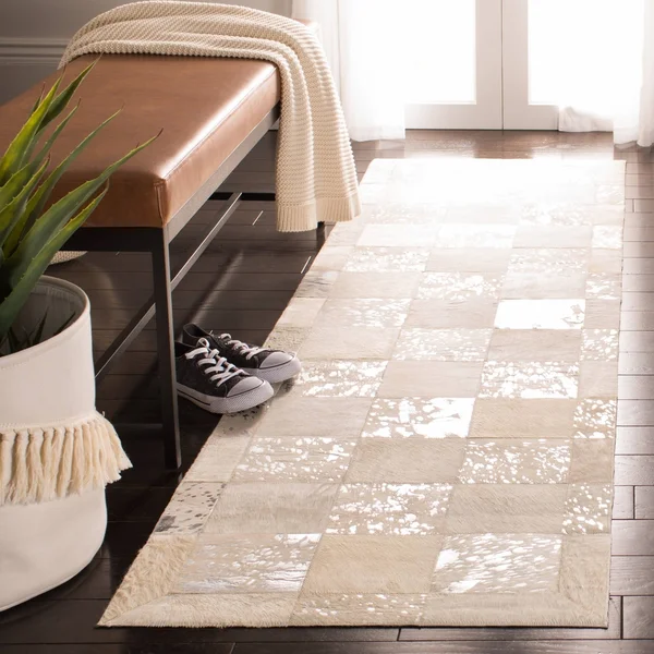 Safavieh Studio Leather Stl214A 3&0x22 x 5&0x22 Ivory - Silver Area Rug