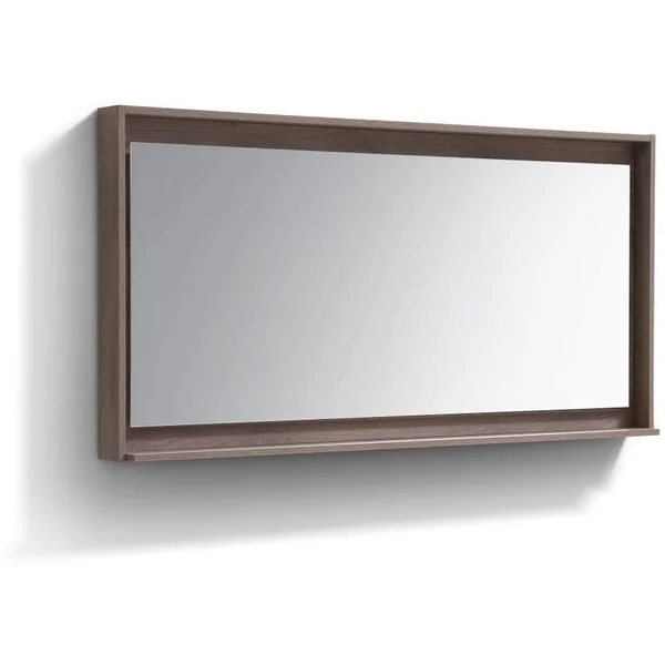 KubeBath Bosco 60x22 Framed Mirror with Shelve - Butternut Finish