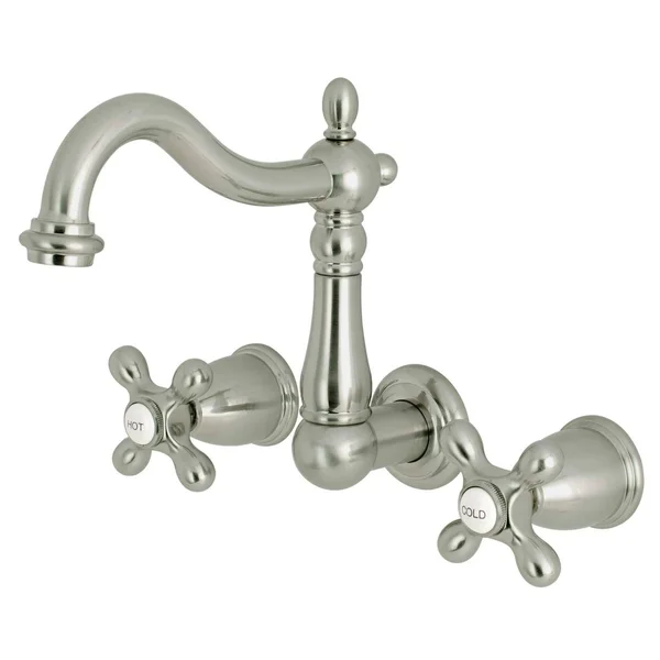 Kingston Brass Ks1258ax 8-Inch Center Wall Mount Bathroom Faucet, Brushed Nickel