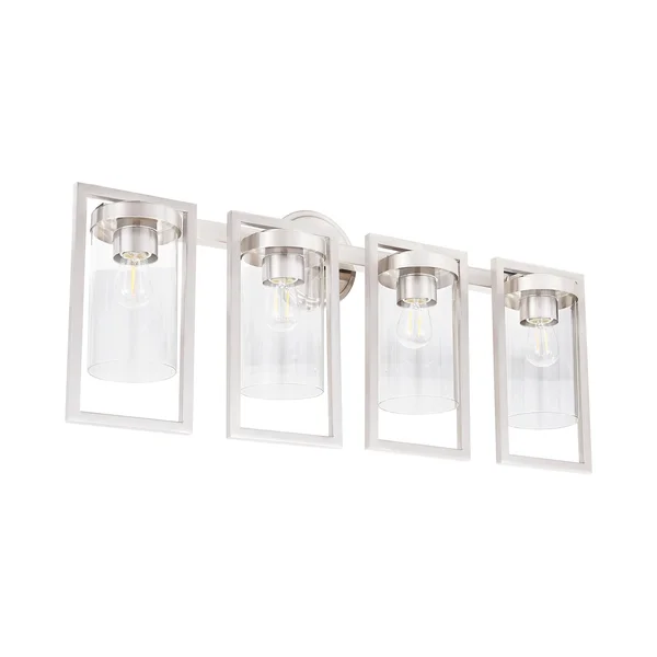 Sunset Lighting F15001-80 Prestige One Light Wall Sconce - in Bright Satin Nickel, Glass, 1 Bulb