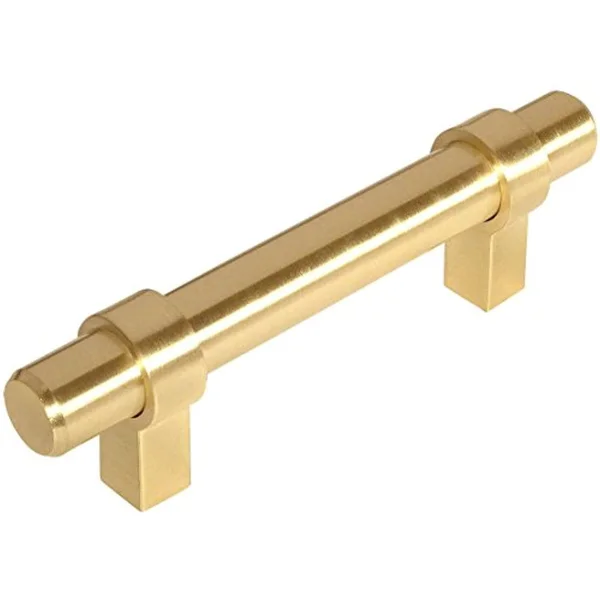 Cosmas 161-3.5BB Brushed Brass Contemporary Bar Cabinet Handle Pull - 3-1/2 inch Hole Centers - 25 Pack