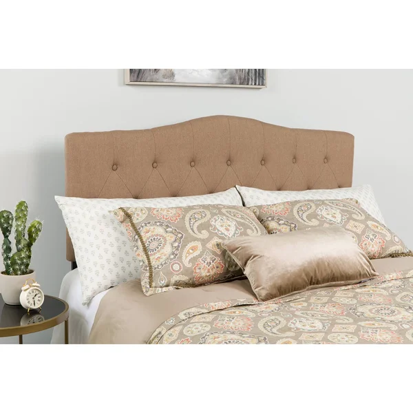 77.75x22 Camel Brown and Black Contemporary Button Tufted Headboard - King Size - 33720151