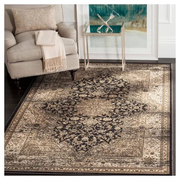 Safavieh Vintage Black/Ivory Area Rug; 9& x 12&