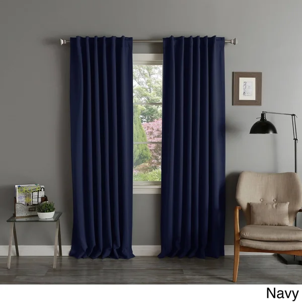 Aurora Home Solid Insulated Thermal Blackout Long Length Curtain Panel Pair - 52x22W x 126x22L - Beige