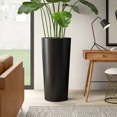 Sheley Fiberglass Pot Planter Mercury Row Color: Black - Size: 42x22 H x 21x22 W x 21x22 D