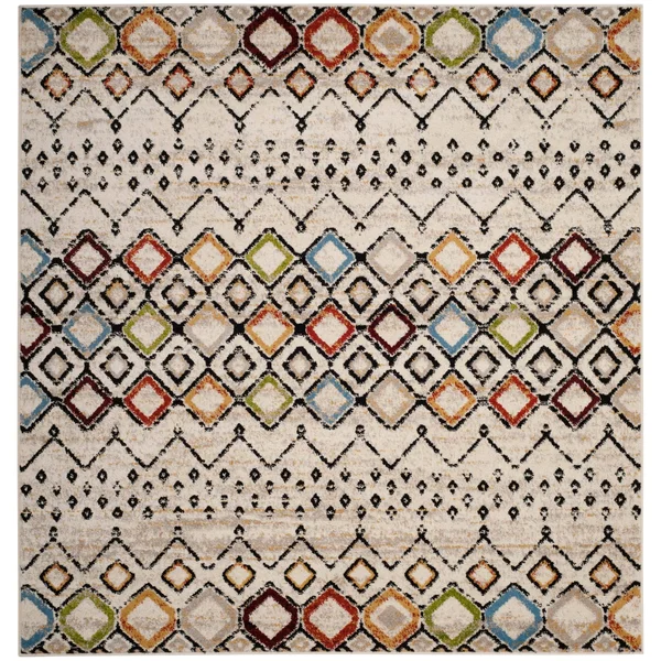 Safavieh 6&-7x22 x 6&-7x22 Square Amsterdam AMS108A Ivory, Grey Rug
