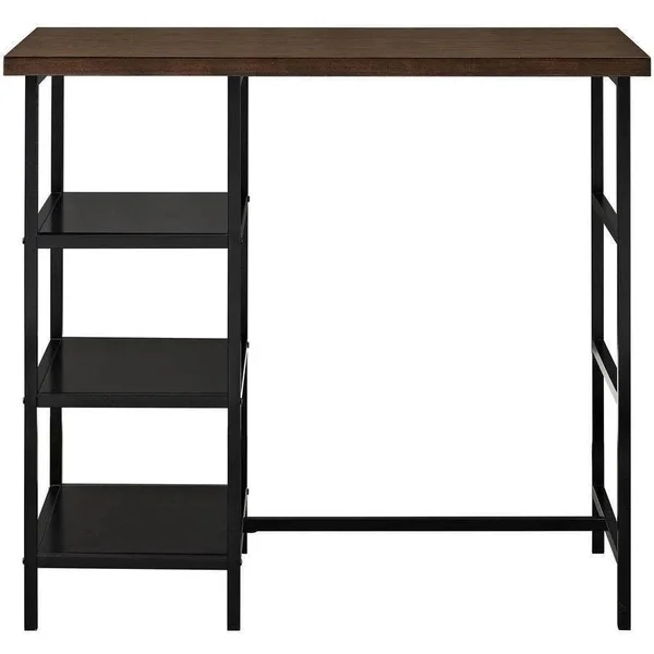 Mainstays 3-Piece Metal Pub Set with Wood Top - Dark Mahogany