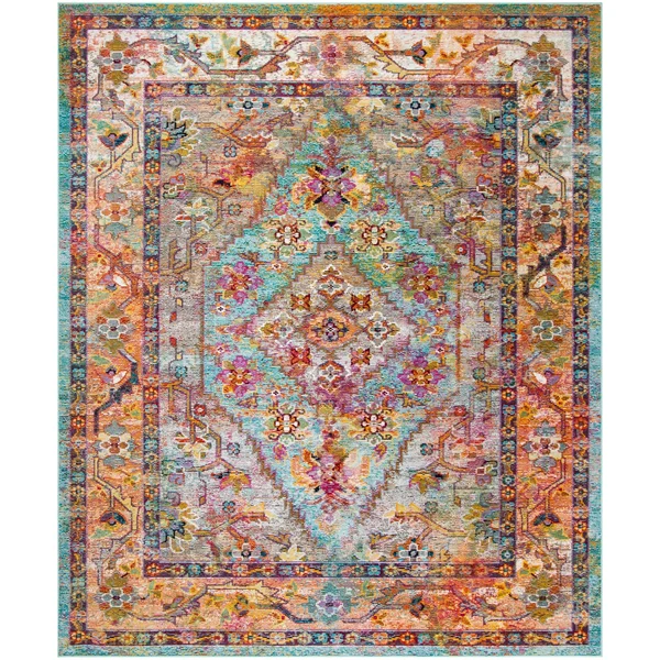 Safavieh CRS507B Crystal Light Blue, Fuchsia Area Rug - 7& x 7& Round