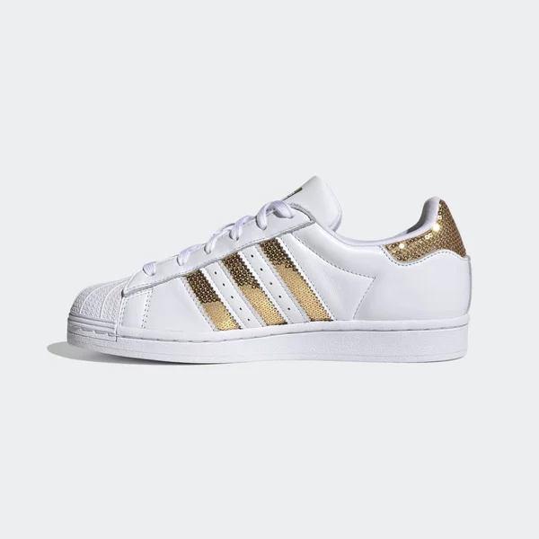 Adidas Superstar White/Gold Women's Shoes, Size: 5.5