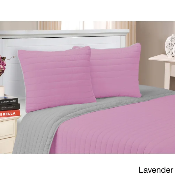 Superior 100% Cotton - Soft, Full/Queen, Brandon Striped Quilt Set, Lavender