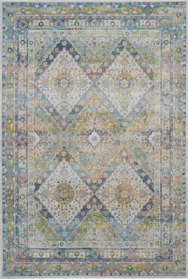 Nourison Ankara Global ANR07 7&10x22 x 9&10x22 Blue - Green Area Rug