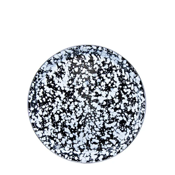 Golden Rabbit 15.5 in. Black Swirl Enamelware Round Serving Tray