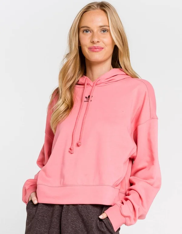 Adidas Women's Originals Adicolor Essentials Hoodie in Pink/Hazy Rose Size Large, Cotton/Polyester