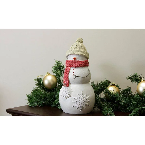 Ganz 10.5x22 White and Red Speckled Snowman Christmas Tabletop Figurine
