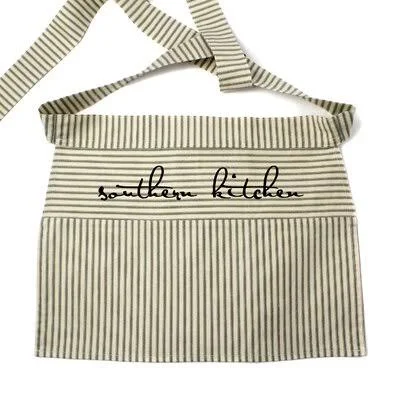 Cotton Southern Kitchen Half Apron Rebrilliant Color: Green Striped