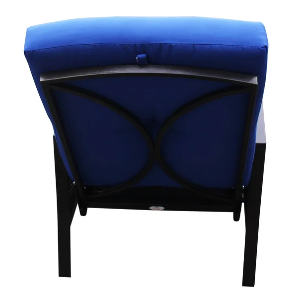Outsunny Outdoor Rattan Recliner Chair with Cushion - Dark Brown - Blue