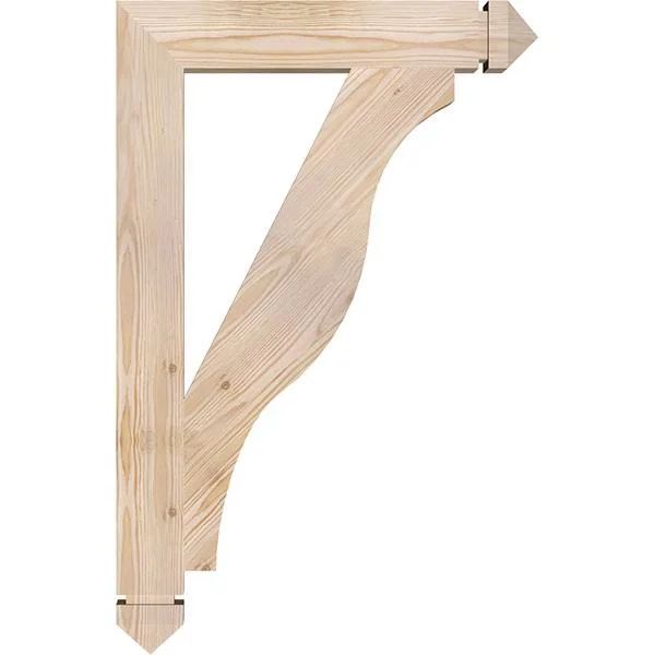 Ekena Millwork BKT04X22X34FST03SDF 3 1/2x22W x 22x22D x 34x22H Funston Arts & Crafts Smooth BRACKET, Douglas Fir