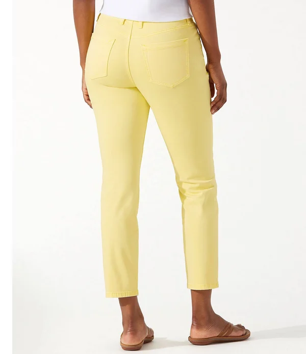 Tommy Bahama Boracay Beach Cotton-Blend Stretch Sateen Hi-Rise Ankle Jeans, Womens, 2, Radiant Sun