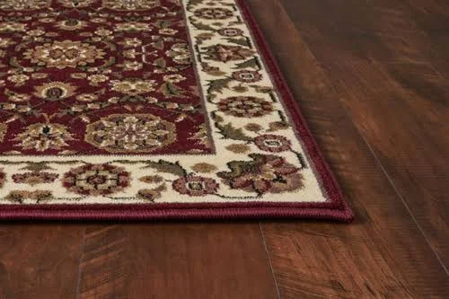 Kas Cambridge 7306 Red/Ivory Floral Agra Area Rug - 7&7x22 Octagon